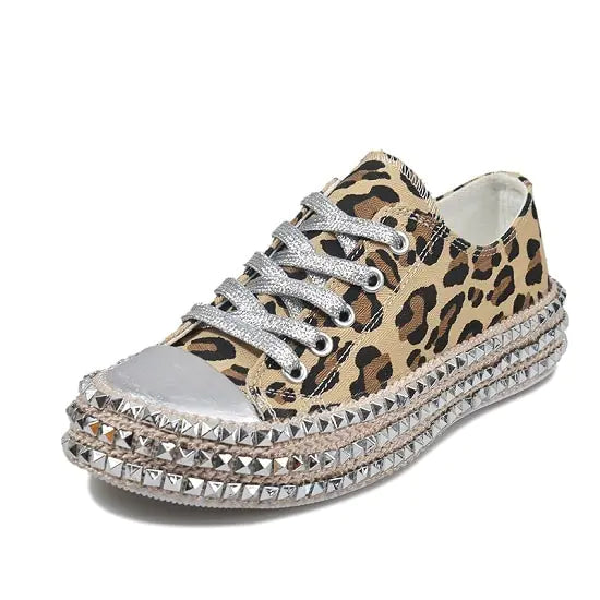 Zapatos de lona de leopardo para mujer