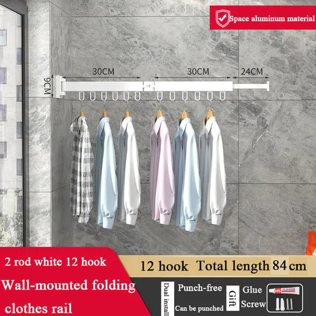 Retractable Folding Clothes Drying Rack