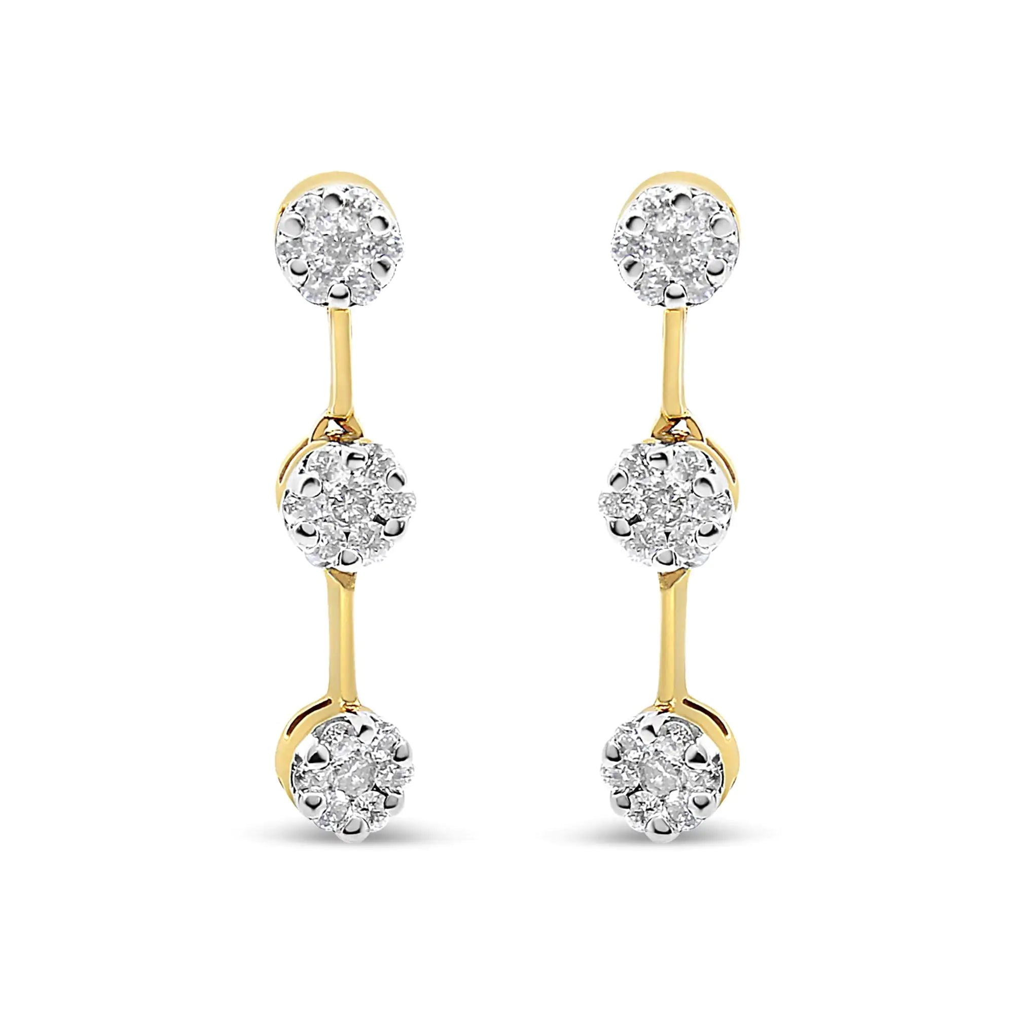 14K Yellow Gold Round Diamond Earrings (1.05 cttw, H-I Color, SI1-SI2 Clarity)