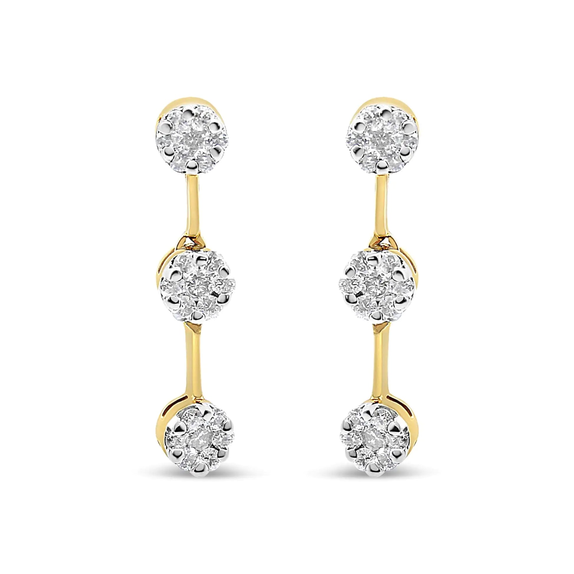 14K Yellow Gold Round Diamond Earrings (1.05 cttw, H-I Color, SI1-SI2 Clarity)