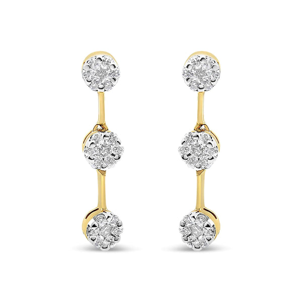 14K Yellow Gold Round Diamond Earrings (1.05 cttw, H-I Color, SI1-SI2 Clarity)