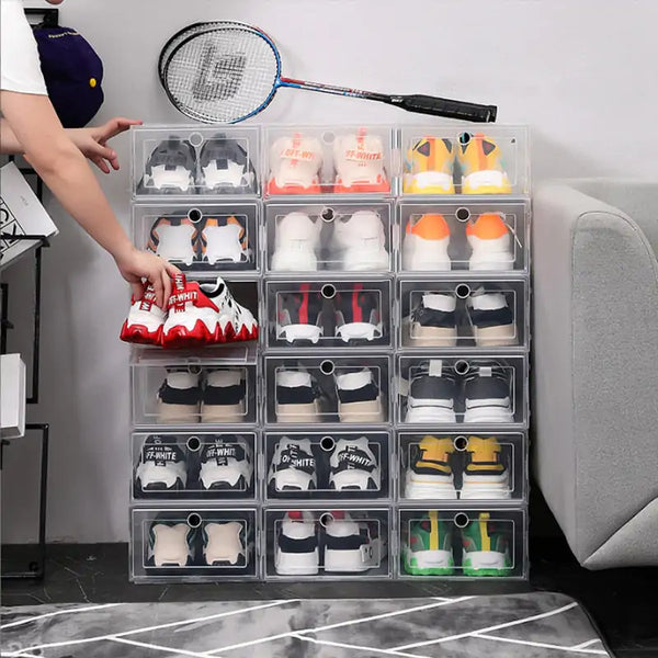 Transparent sneaker storage organizer box