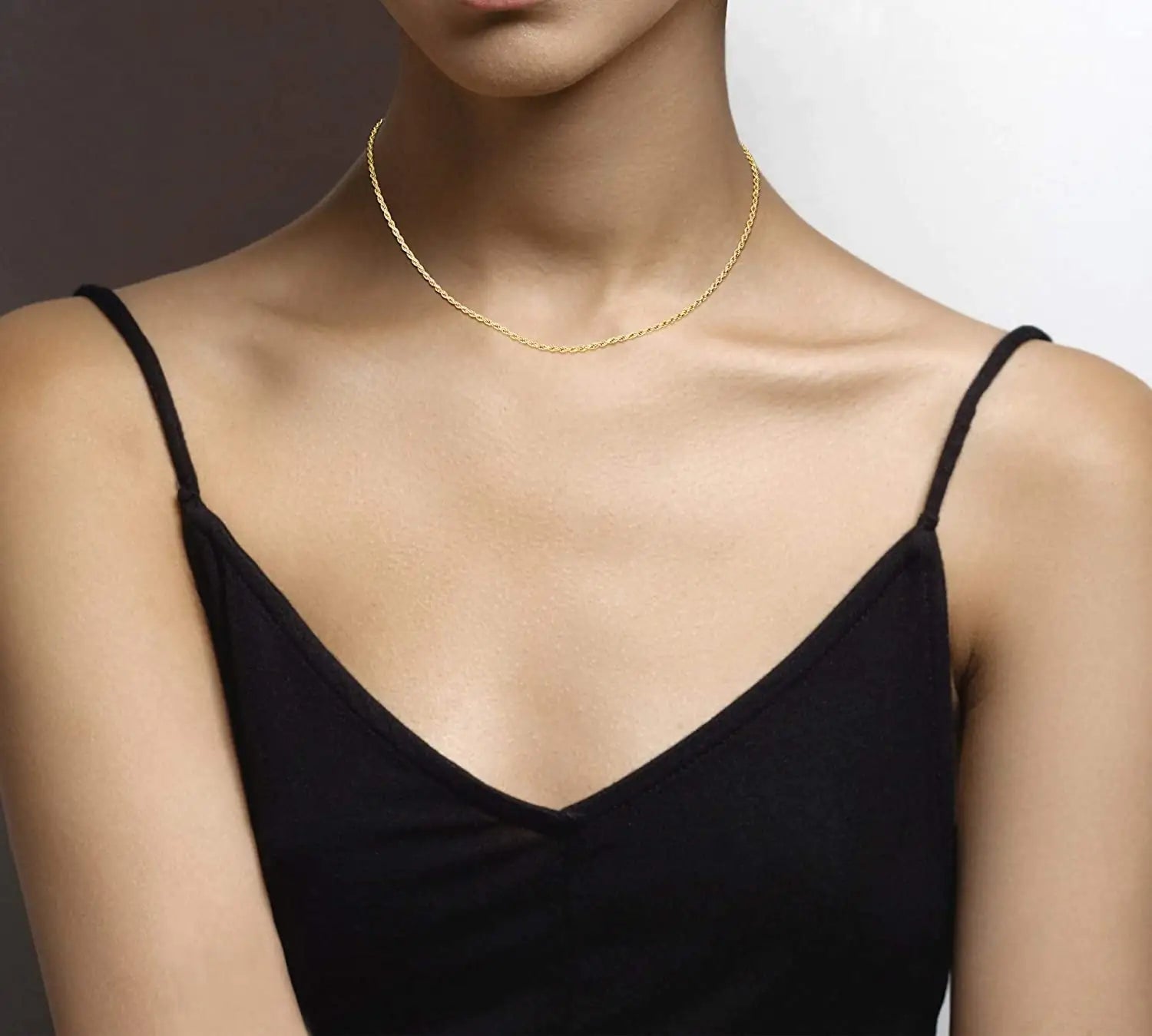 Elegant 14k Gold Hollow Rope Chain