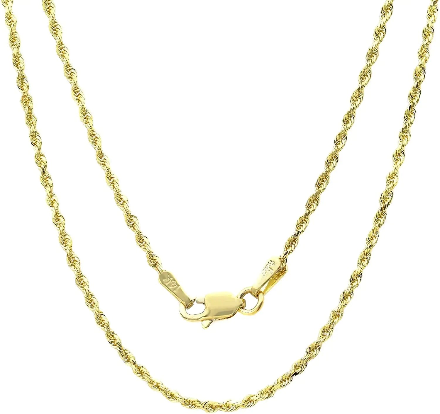 Elegant 14k Gold Hollow Rope Chain