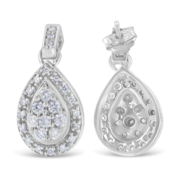 10k White Gold Round Cut Diamond Earrings (0.75 cttw, H-I Color, I1-I2 Clarity)