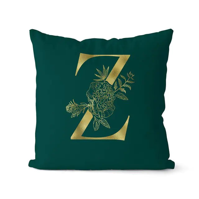 Green Pillowcase Gold Letters