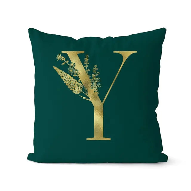 Green Pillowcase Gold Letters