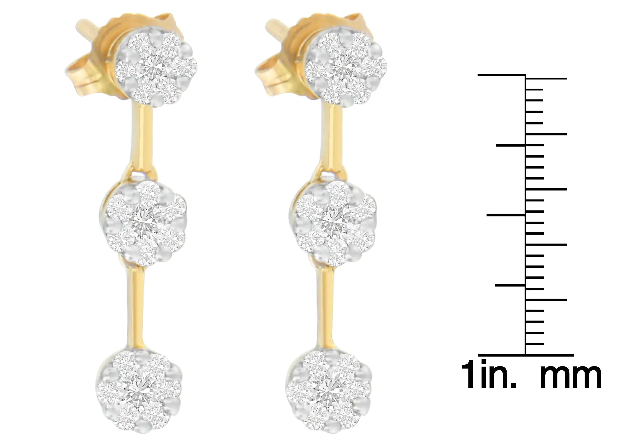 14K Yellow Gold Round Diamond Earrings (1.05 cttw, H-I Color, SI1-SI2 Clarity)