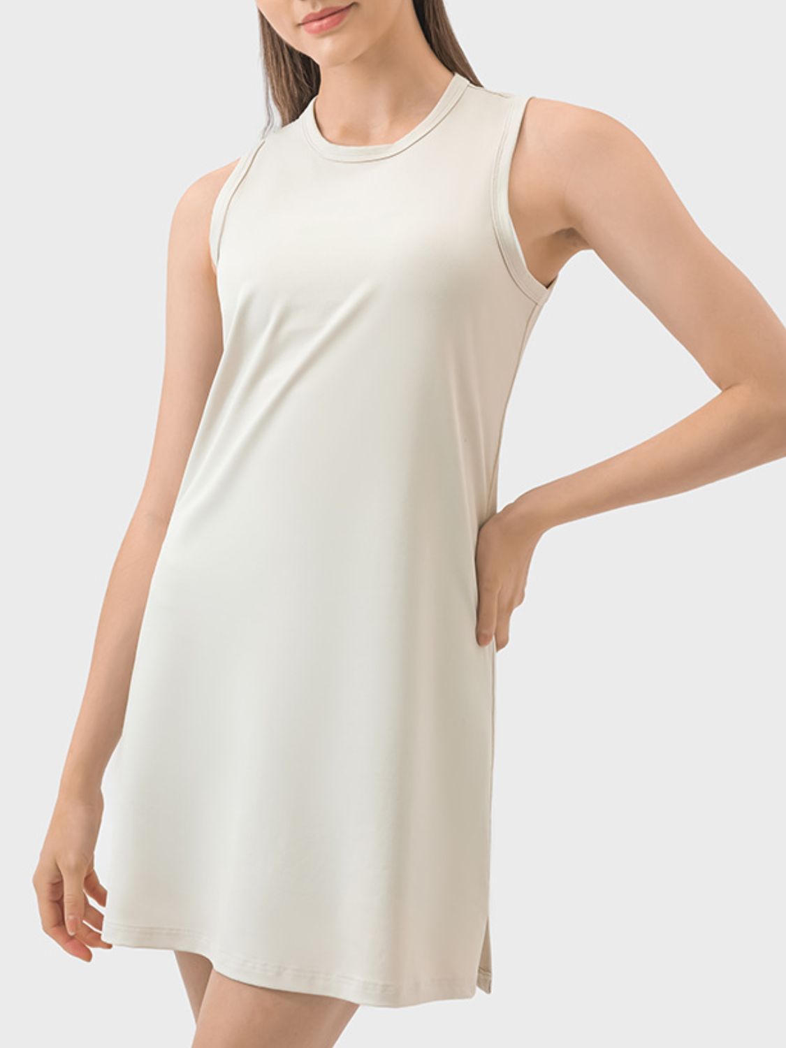 Round Neck Sleeveless Active Dress