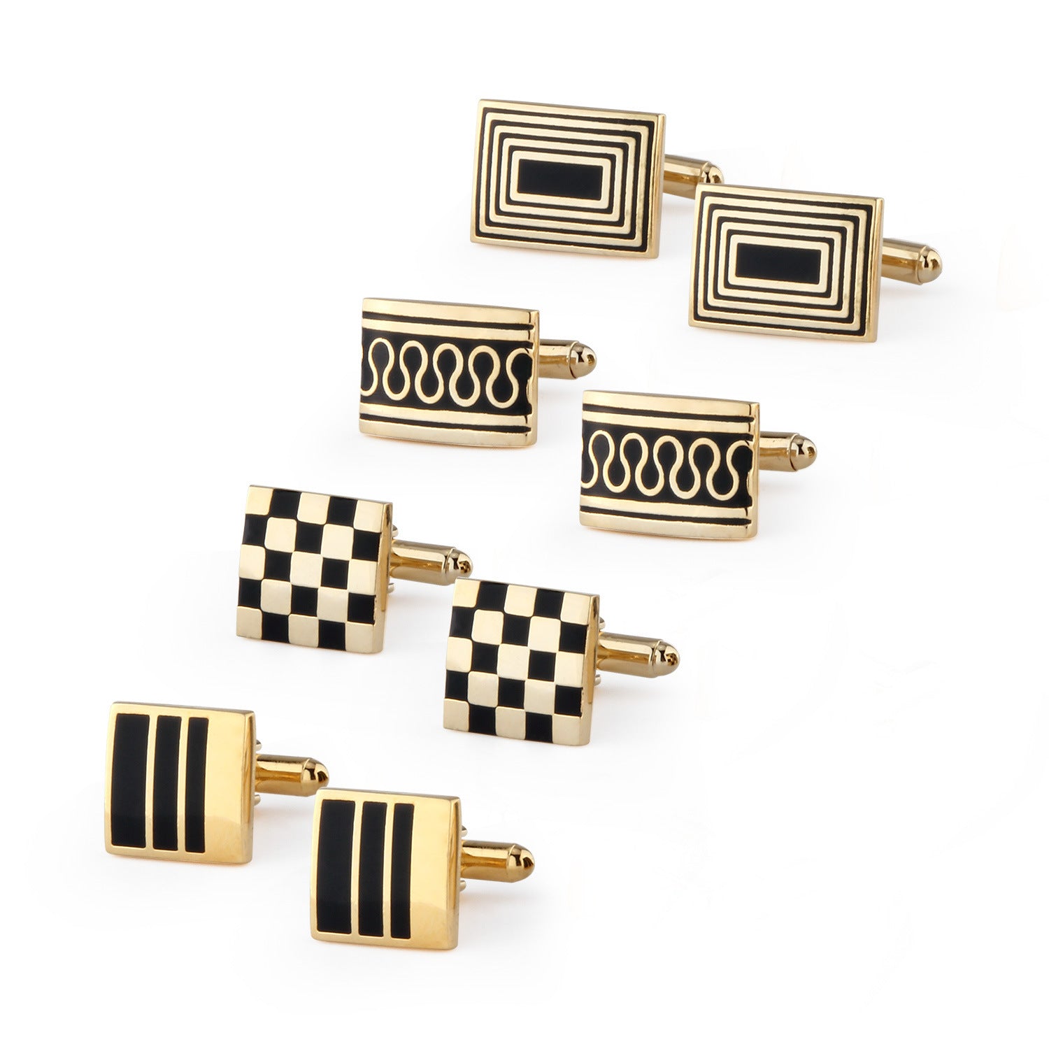 French Fashion Enamel Gold Plated Copper Cufflinks