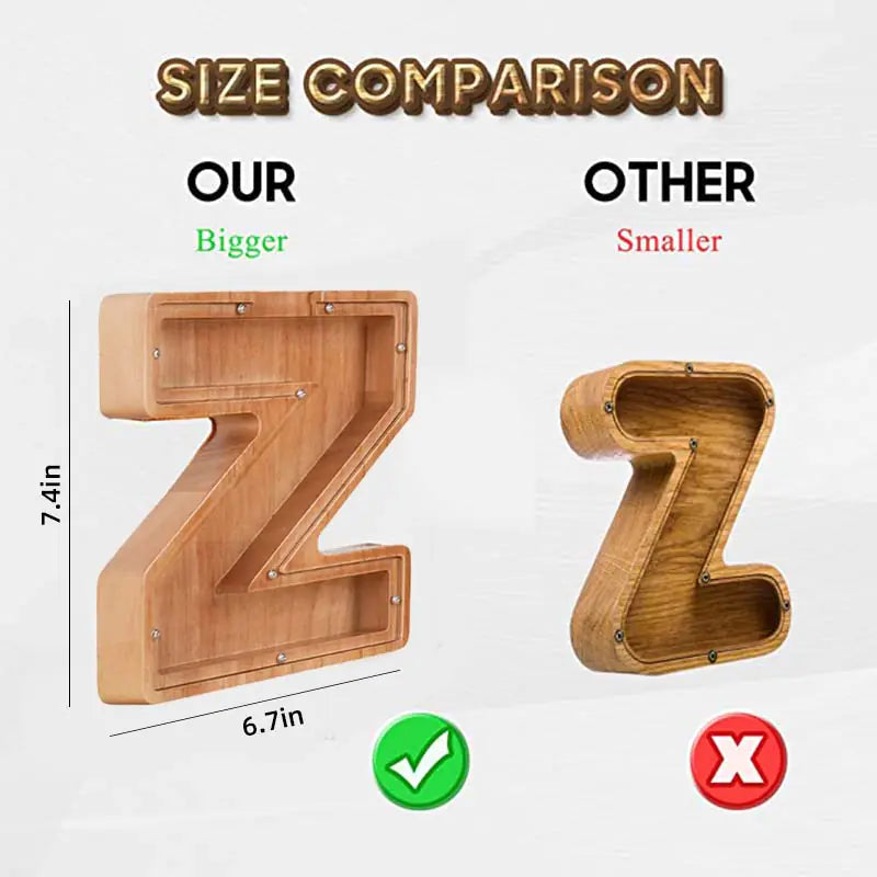 Twenty-Six Letter Wooden Piggy Bank