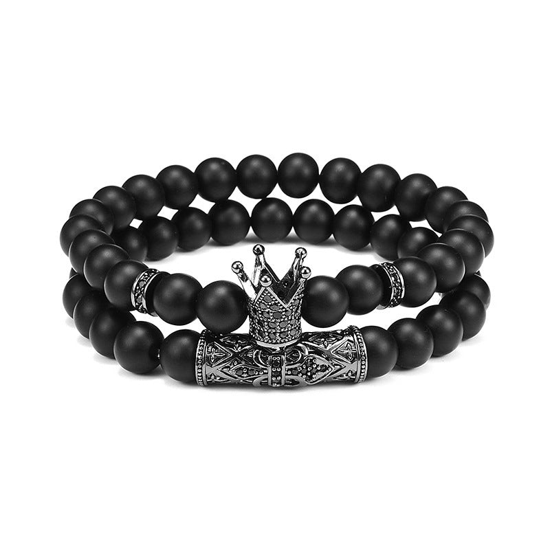 Natural Copper Micro-inlaid Matching Bracelet Natural Black Agate