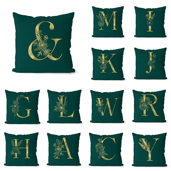 Green Pillowcase Gold Letters