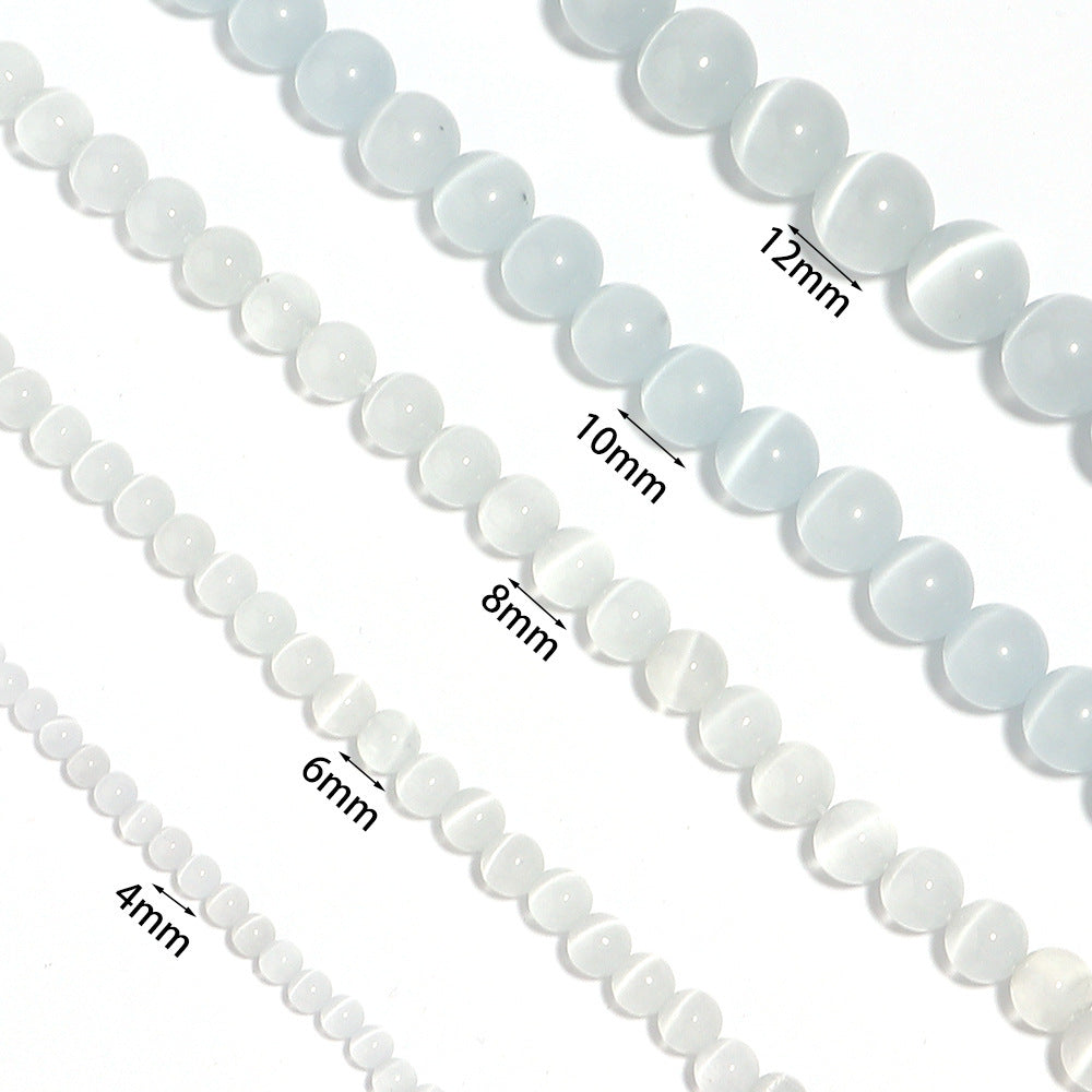 White Opal Scattered Beads Handmade Beaded Semi-finished Products Round Beads Diy Ornament