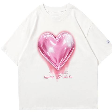 Women's T-shirt Cotton Heart Printing Pattern Summer Short Sleeve