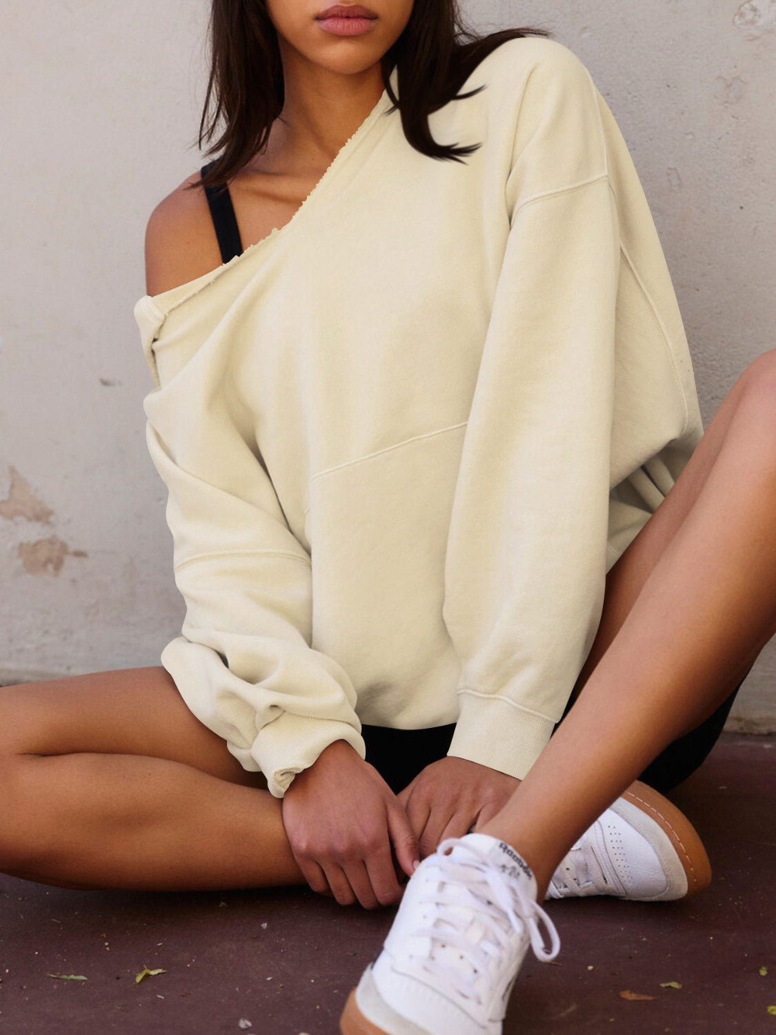 Dropped Shoulder Long Sleeve Hoodie