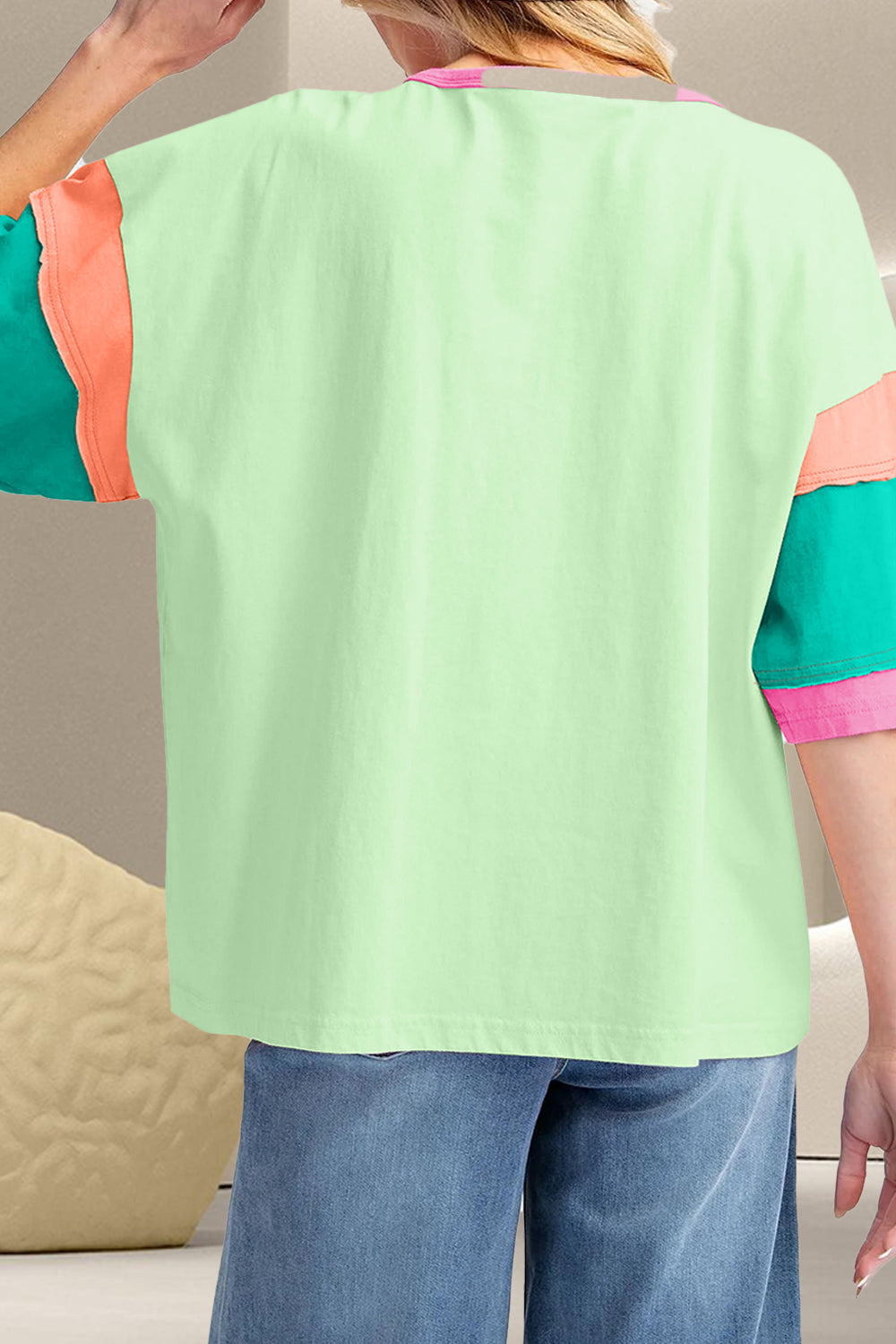 Color Block Round Neck Half Sleeve T-Shirt