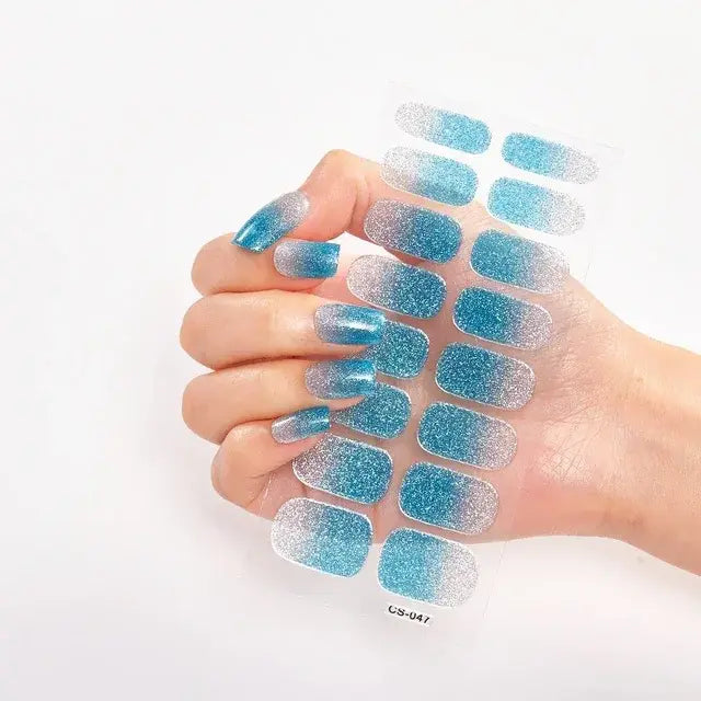 Semi Cured Gel Nail Wraps Full Cover Adhesive Manicure Decoration