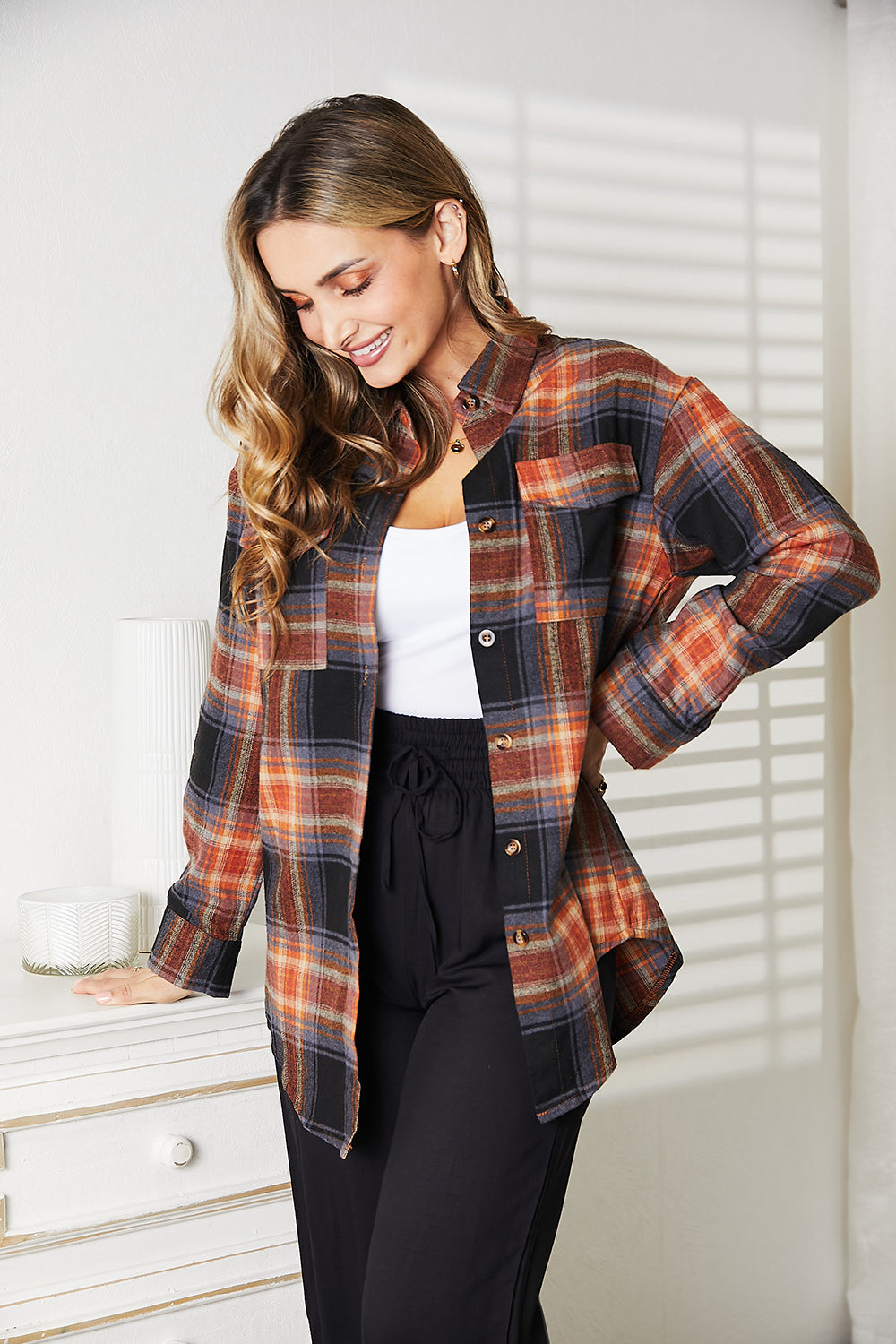 Plaid Dropped Shoulder Shirt