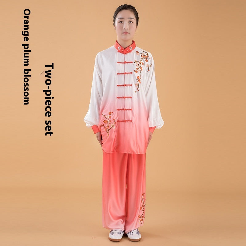 Milk Silk Gradient Color Tai Ji Suit Middle-aged And Elderly Martial Arts Costume Suit