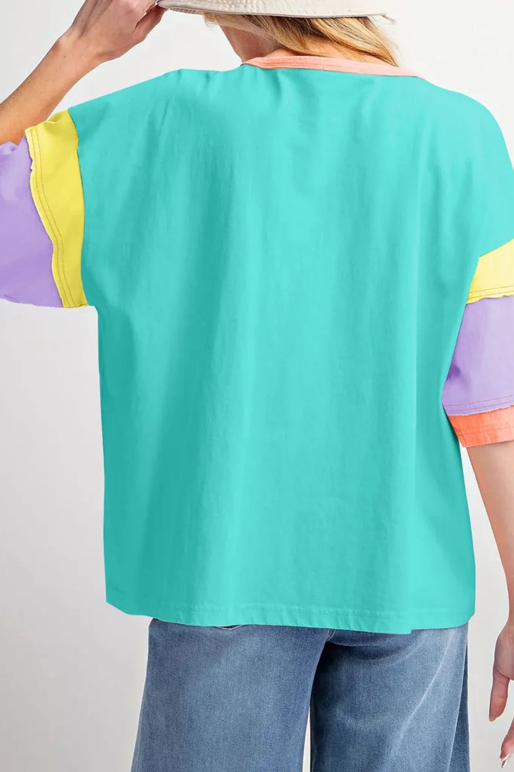 Color Block Round Neck Half Sleeve T-Shirt