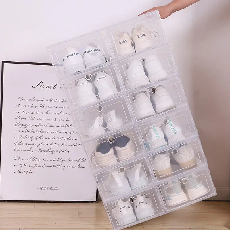 Transparent sneaker storage organizer box