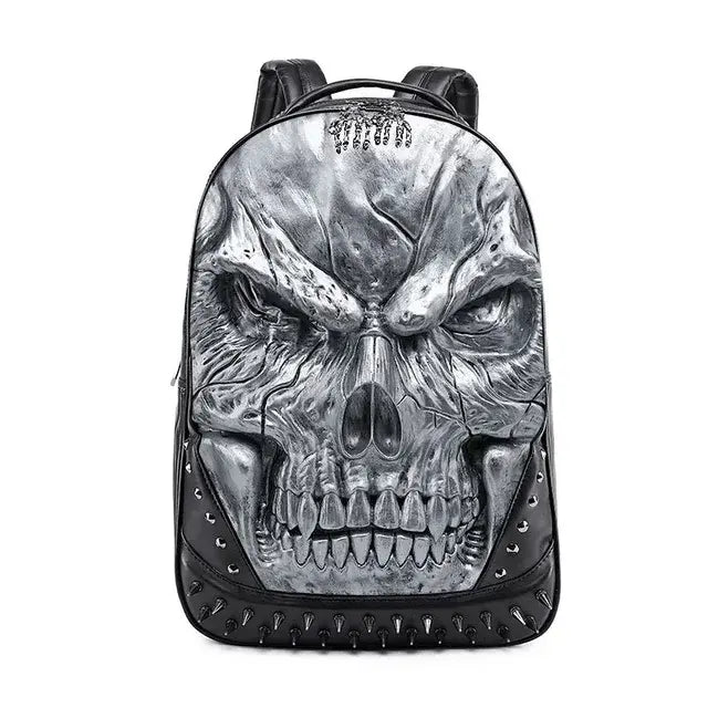 Thick Leather Casual Travel Bag With 3D Skull Design