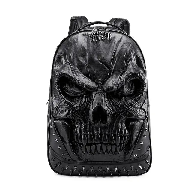 Thick Leather Casual Travel Bag With 3D Skull Design