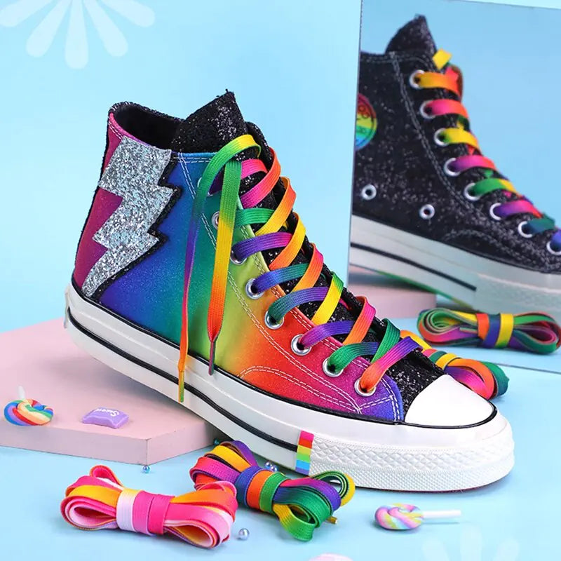 Rainbow Gradient Flat Shoelaces Pair