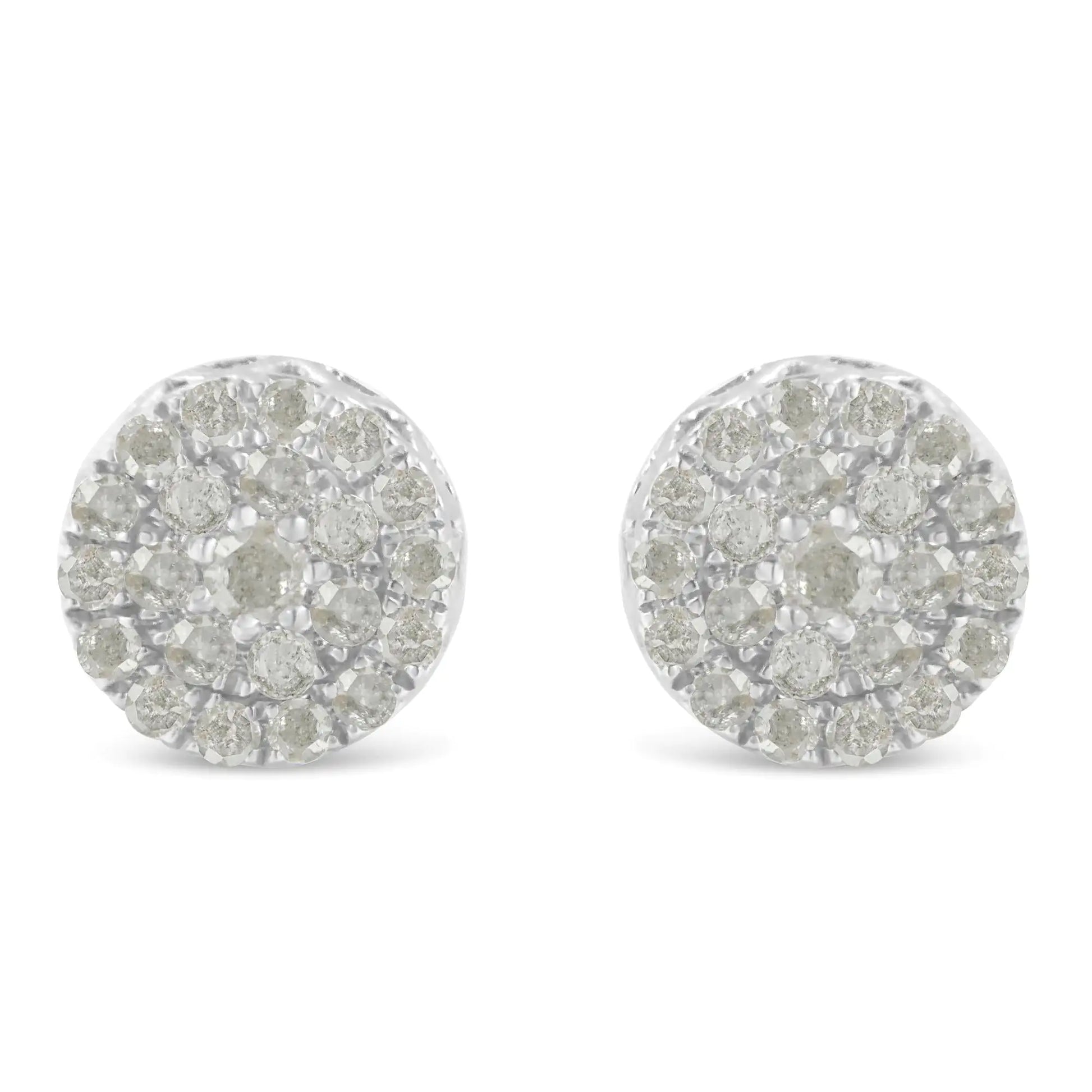 10K White Gold Diamond Cluster Stud Earrings (1 cttw, I-J Color, I2-I3 Clarity)