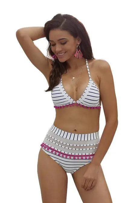 Swimwear  Bikini  blue and white striped pants  polka dots bikini  striped bikini  blue white striped bikini  blue/white striped bikini  blue and white striped bikini  blue and white striped bathing suit