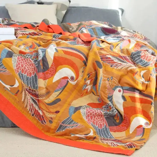 Throw Blanket Bedspread Tropical Garden