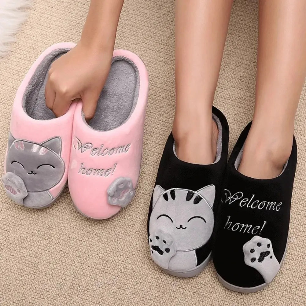 Winter Home Slippers Cute Cartoon Cat