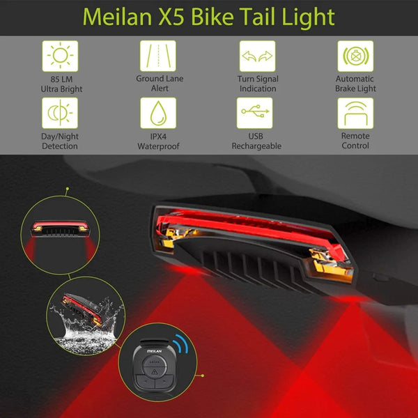 Luz de giro inalámbrica para bicicleta con sensor de freno automático inteligente