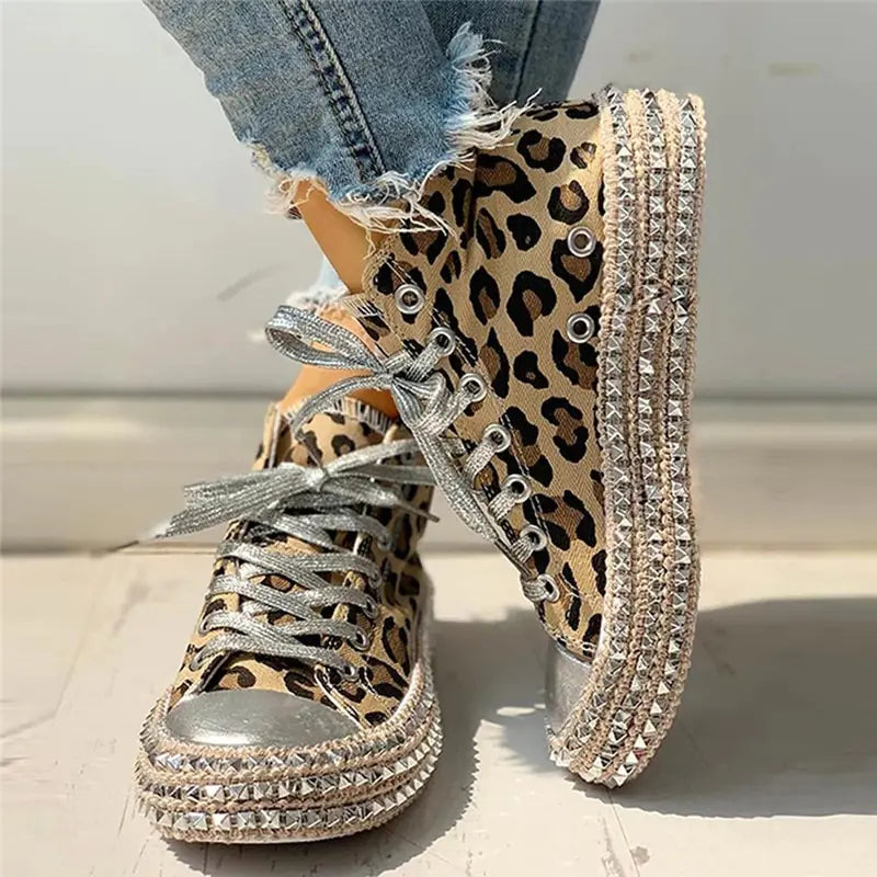 Zapatos de lona de leopardo para mujer