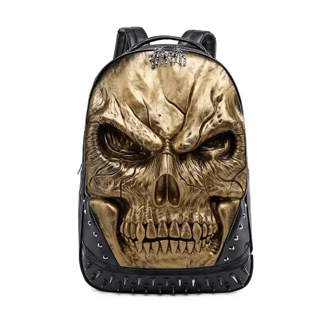 Thick Leather Casual Travel Bag With 3D Skull Design