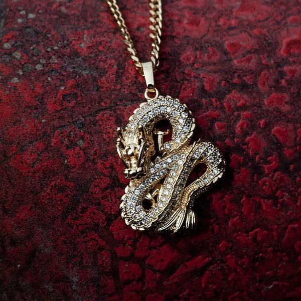 Luxury Gold Color Zircon Dragon Necklace