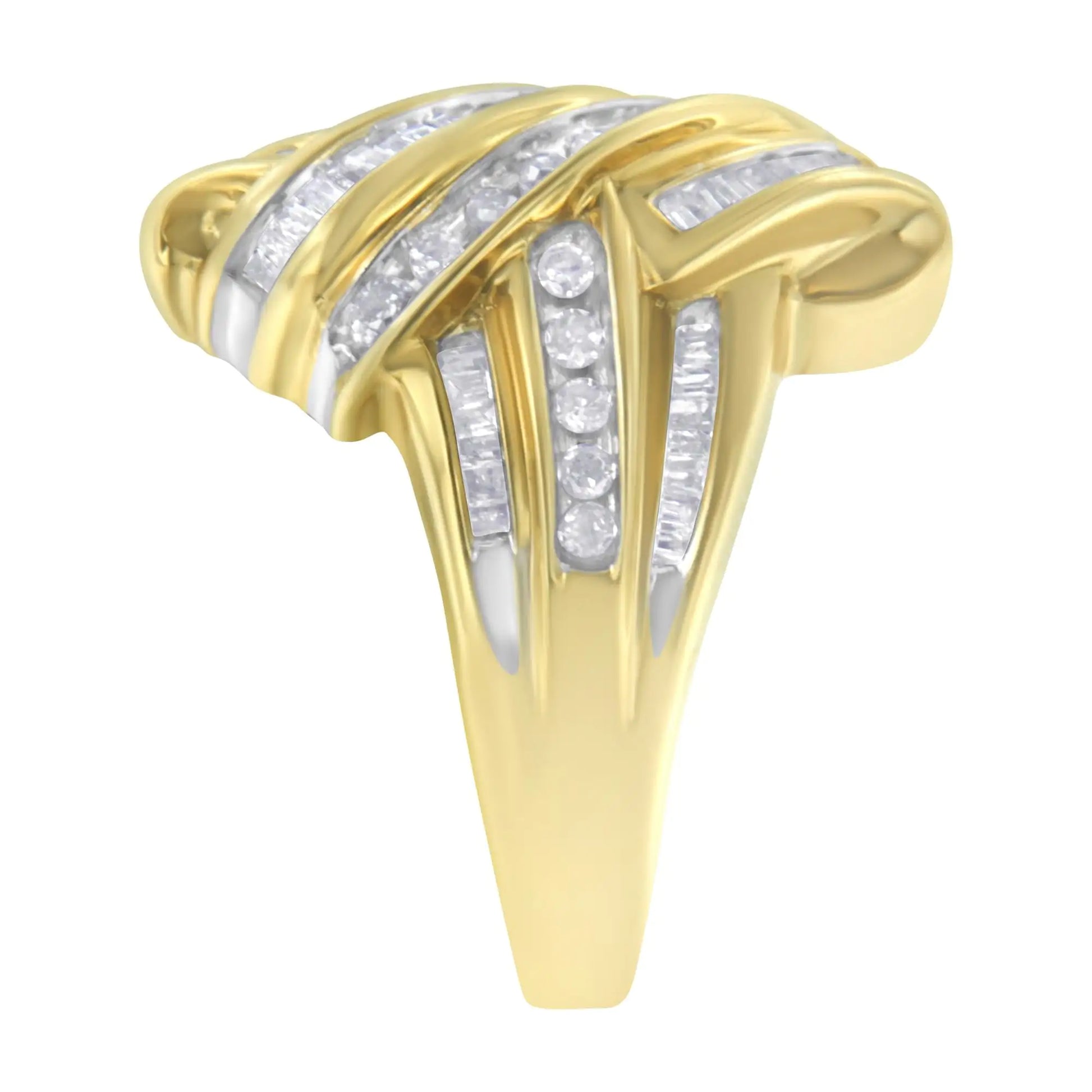 10K Yellow Gold Diamond Bypass Ring (1.0 cttw, H-I Color, I2-I3 Clarity)