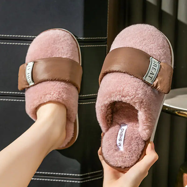 Autumn And Winter Indoor Home Slipper Plus Velvet Warm Couple Bedroom Cotton Shoes