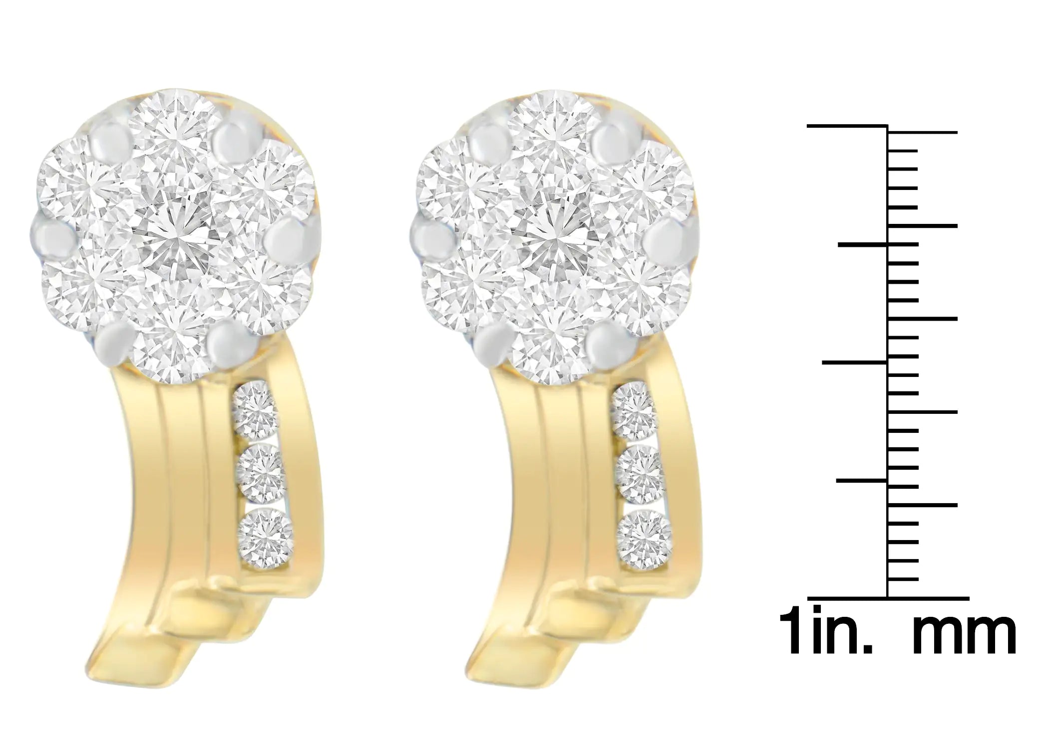 14K Yellow Gold 7/8 cttw Round Cut Diamond Earrings (I-J, SI1-SI2)