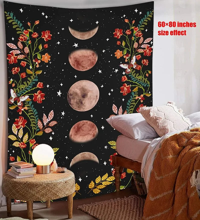 Psychedelic Moon Starry Tapestry