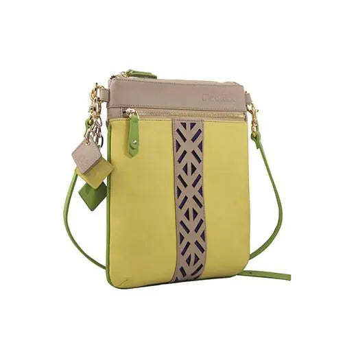 Lily Leather Cross Body- Tan/Canary Yellow