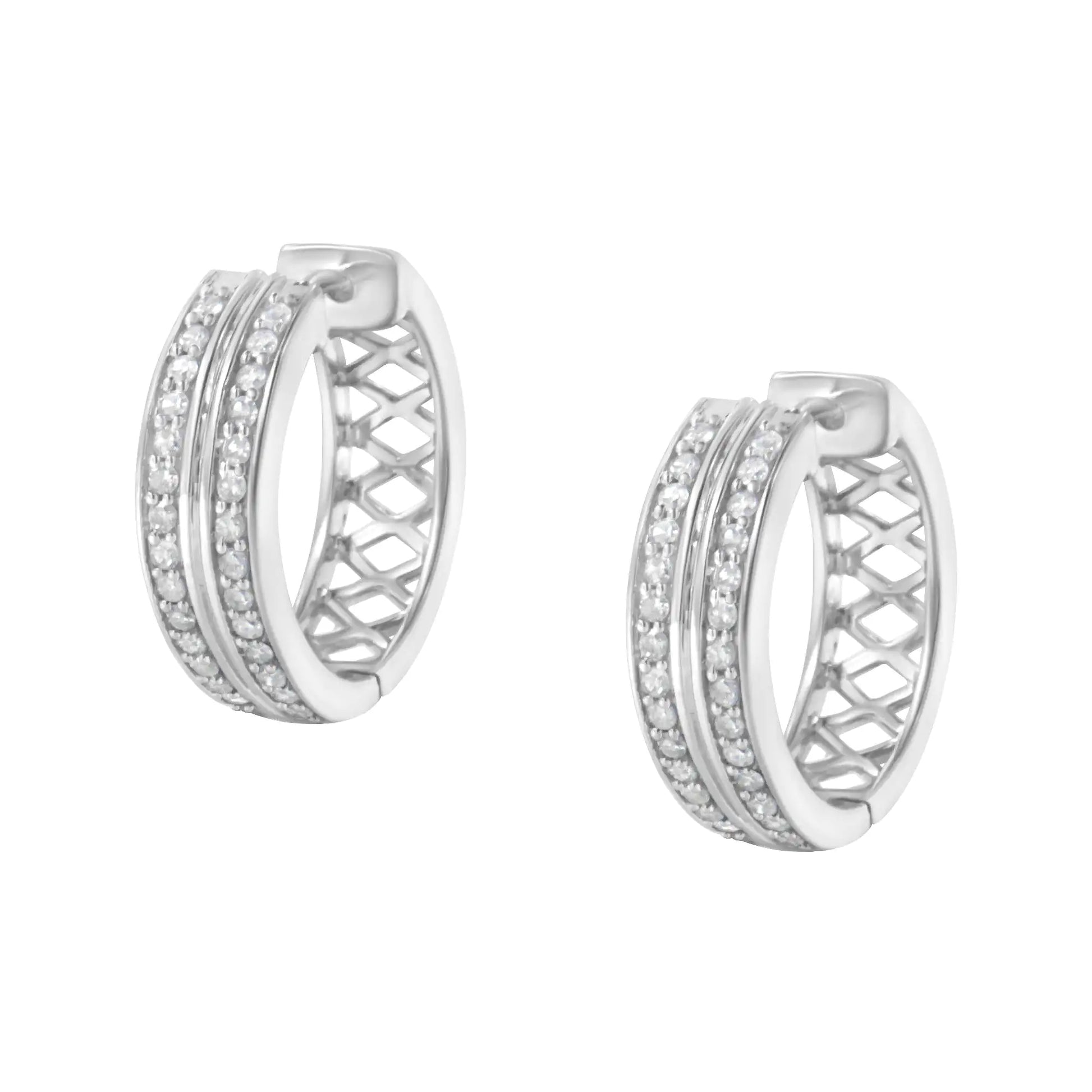 10K White Gold Diamond Hoop Earring (1/2 cttw, I-J Color, I2-I3 Clarity)