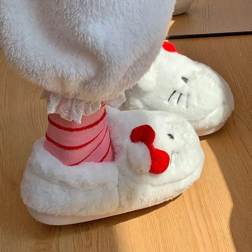 Kitty Kawaii Fluffy Fuzzy House Shoe Slippers