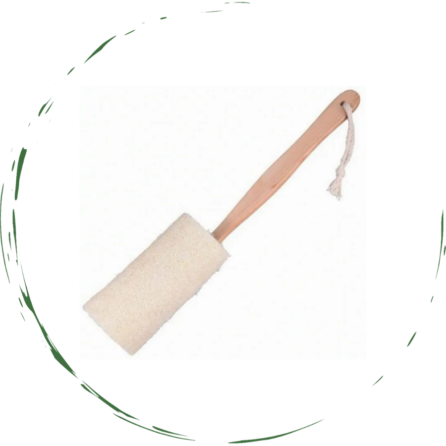 Natural Loofah Bath Brush w/Long Handle.